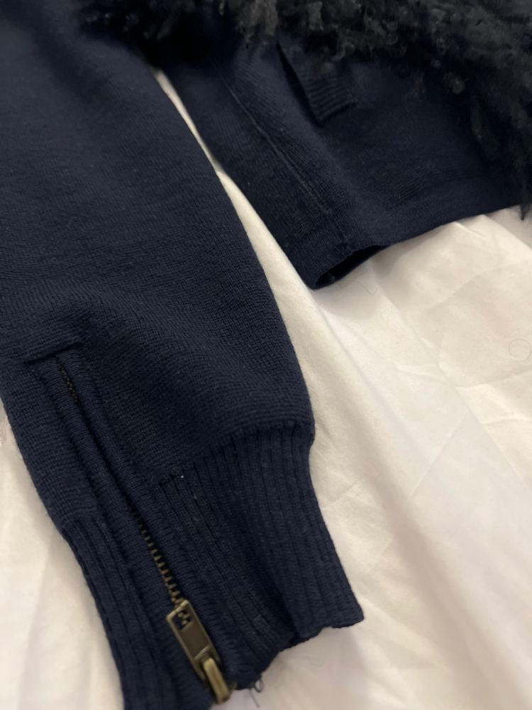 Red Valentino Marineblaue Jacke aus Wolle und Schafspelz