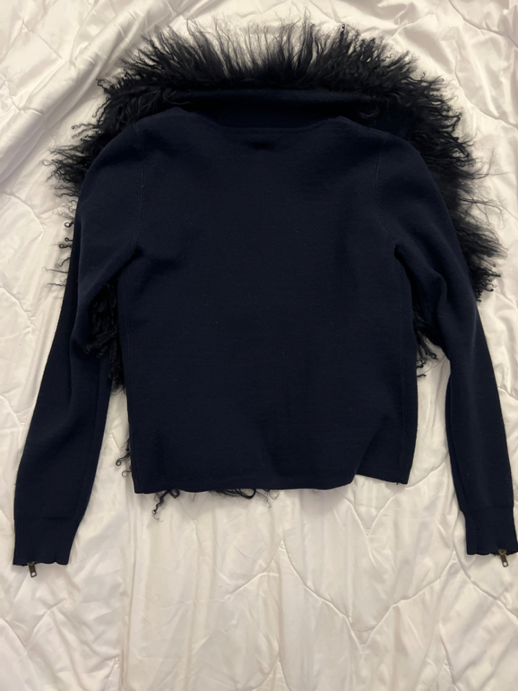 Red Valentino Marineblaue Jacke aus Wolle und Schafspelz