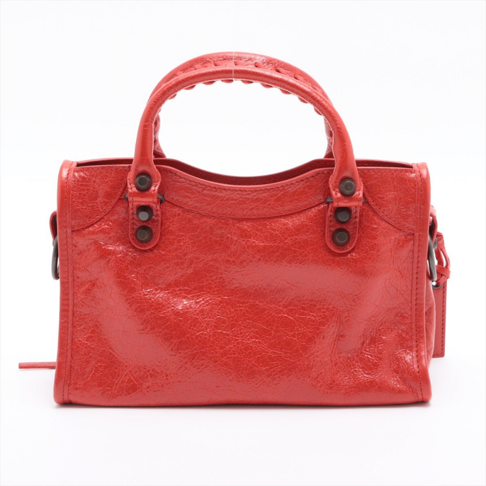 Balenciaga Classic Mini City 2way Red Leather