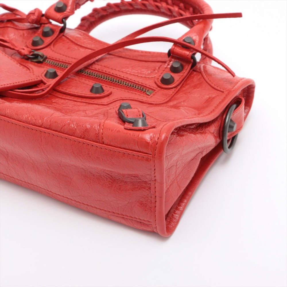 Balenciaga Classic Mini City 2way Red Leather
