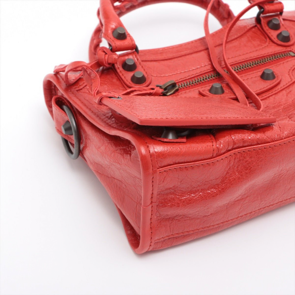 Balenciaga Classic Mini City 2way Red Leather
