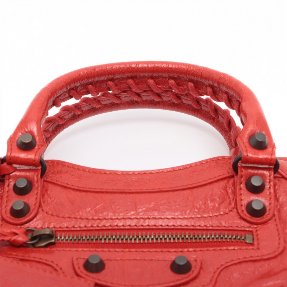 Balenciaga Classic Mini City 2way Red Leather