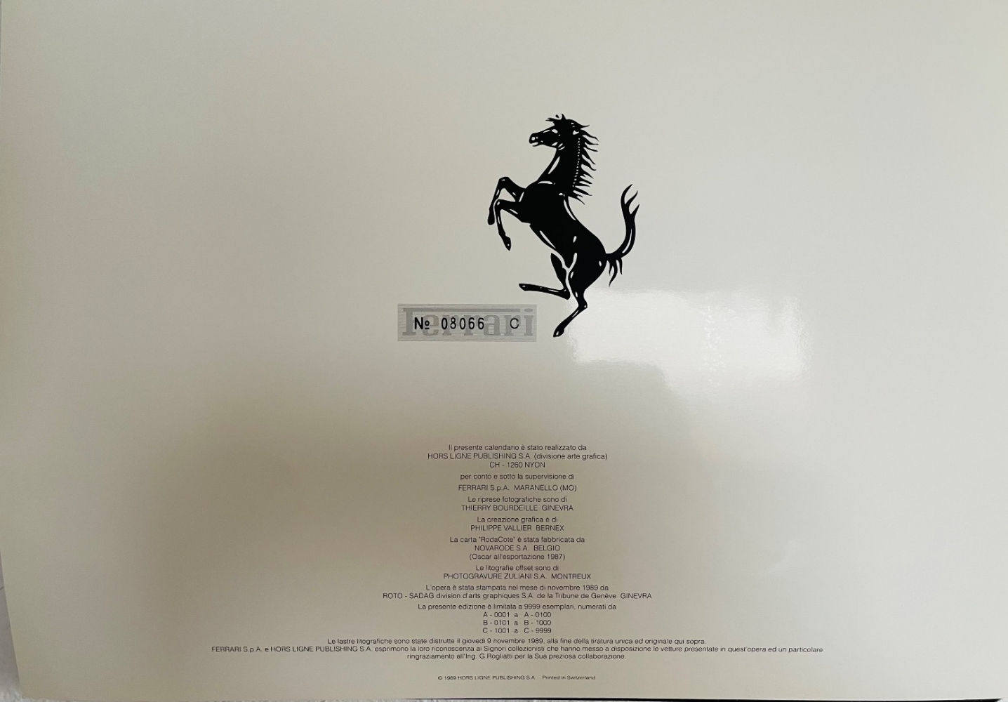 Ferrari Calendrier officiel 1990-Edition limitée