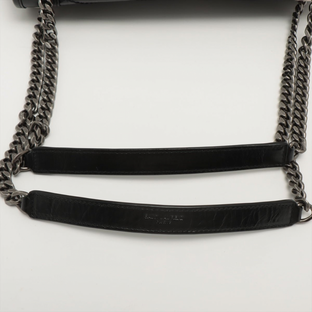 Saint Laurent Niki Medium Leather Chain Shoulder Bag Black