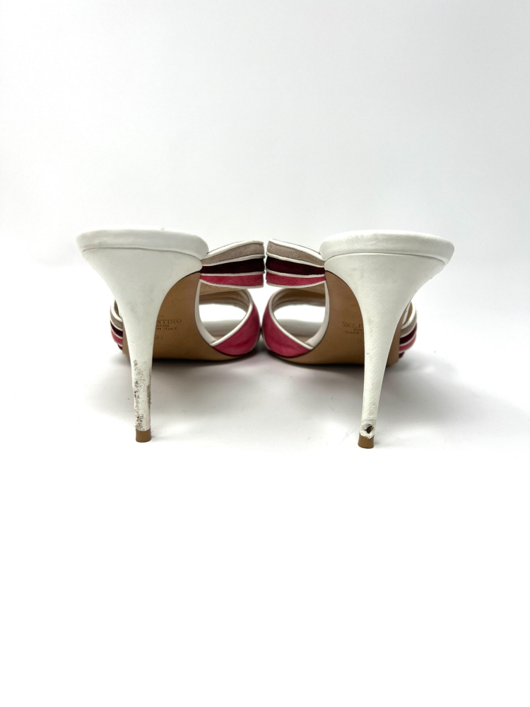 Valentino Rainbow Suede Sandals White/Pink/Taupe - IT 37