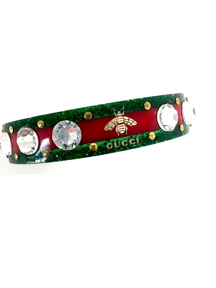 Gucci Enamel Bee Bracelet Green and Red