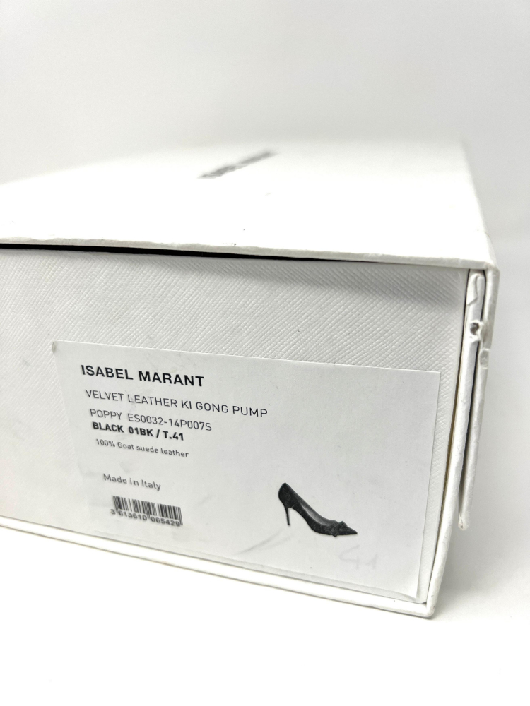 Isabel Marant Black Velvet Leather Ki Gong Pump EU 41