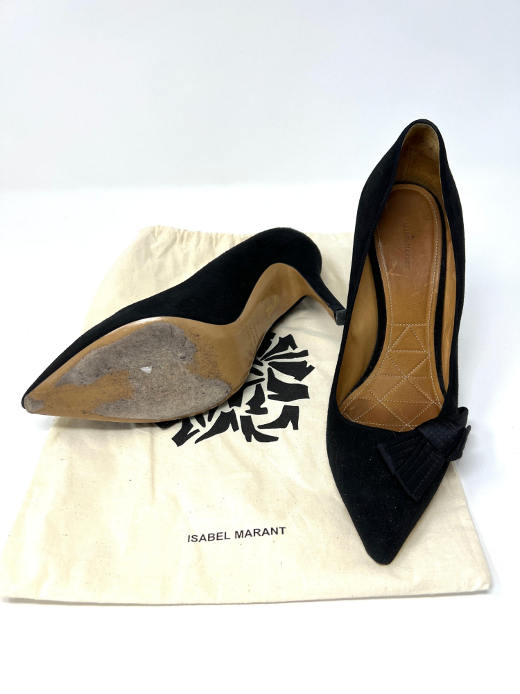 Isabel Marant Black Velvet Leather Ki Gong Pump EU 41