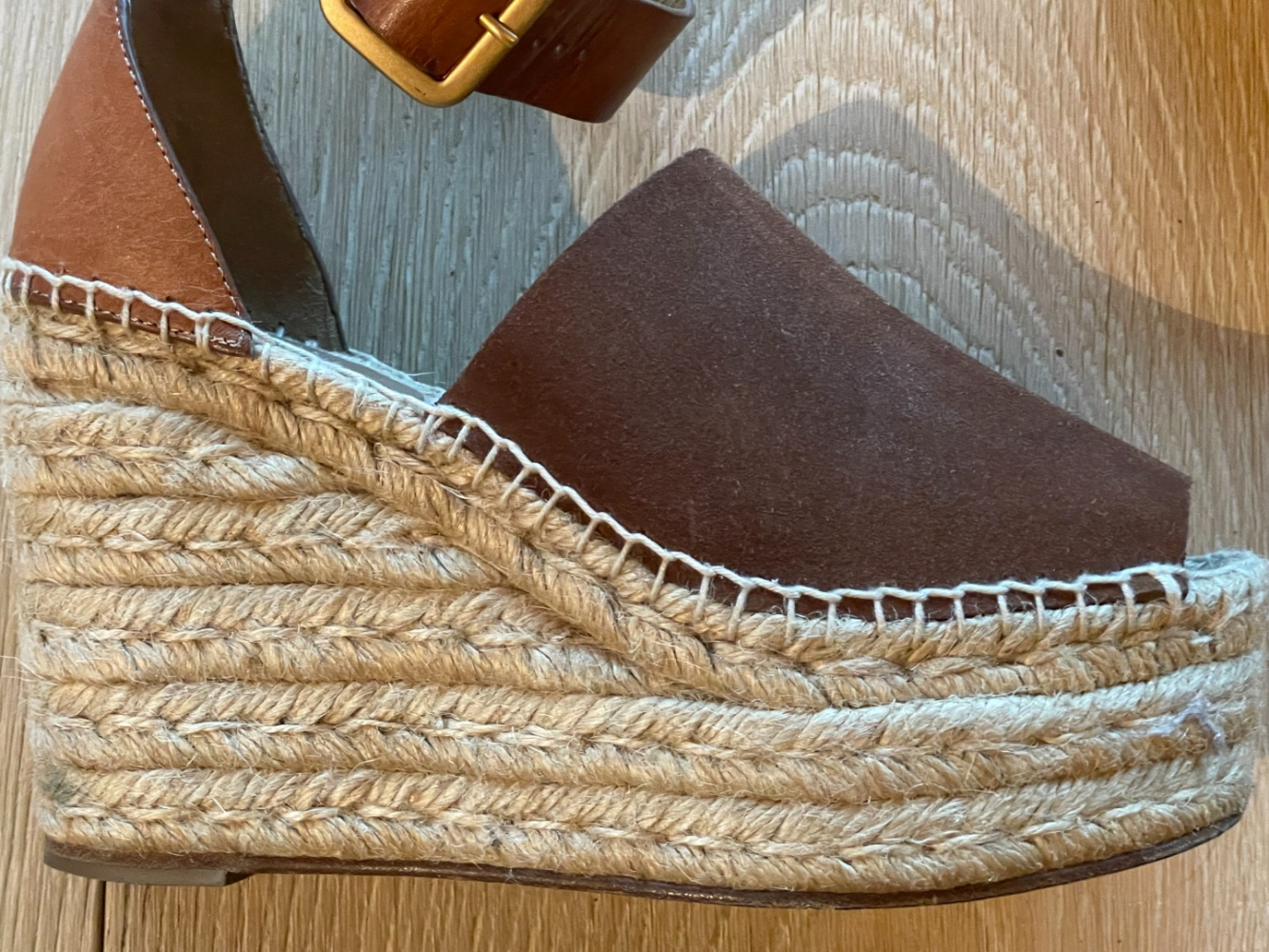 Chloé Les parfaites petites espadrilles en daim/cuir marron