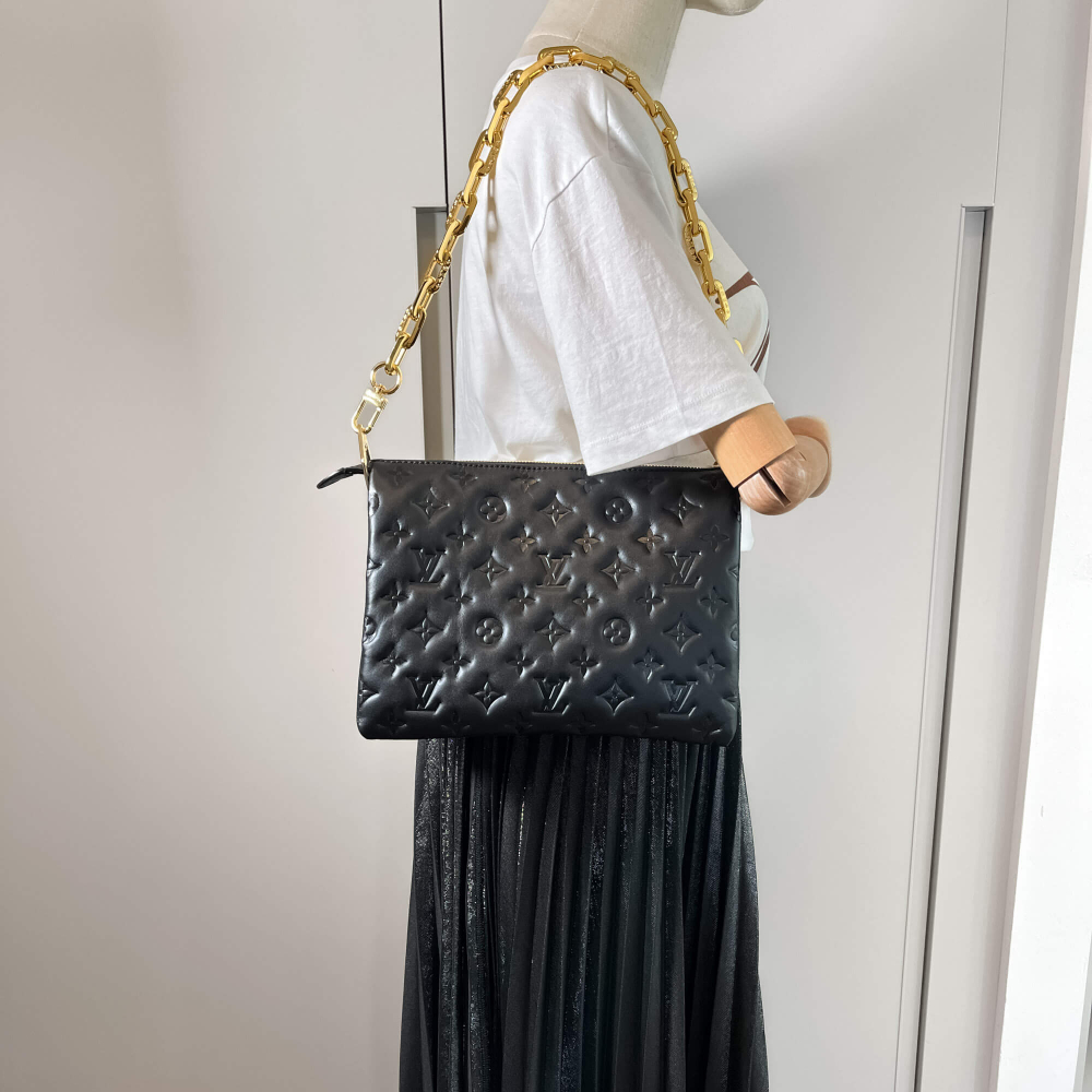 Louis Vuitton Coussin PM Monogram Embossed Leather Black