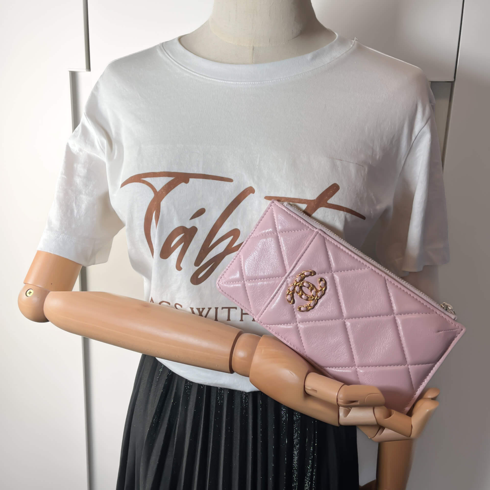 Chanel Phone & Card Holder Leather Pastel Pink