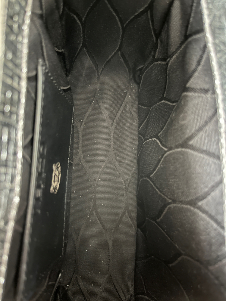 Kenzo Metallic Silver Cracked Leather Raindrop Crossbody Bag