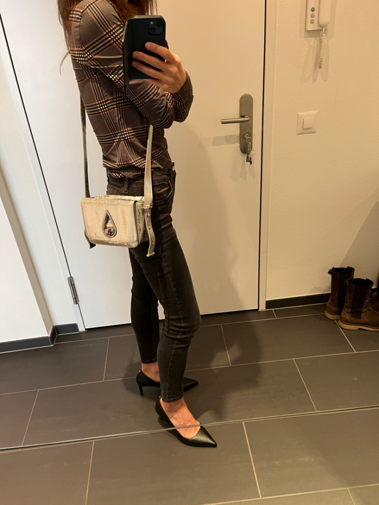 Kenzo Metallic Silver Cracked Leather Raindrop Crossbody Bag