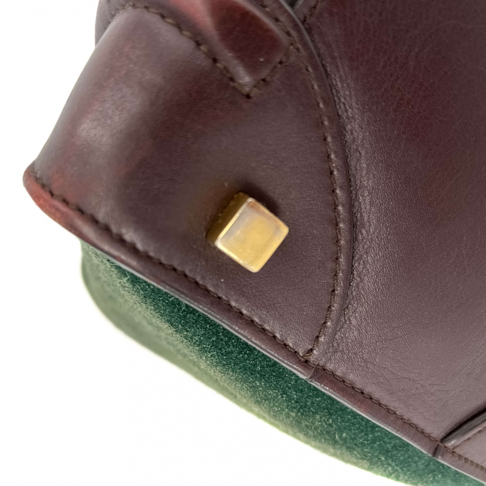 Celine Luggage Medium Leather Tote Bag Brown & Green