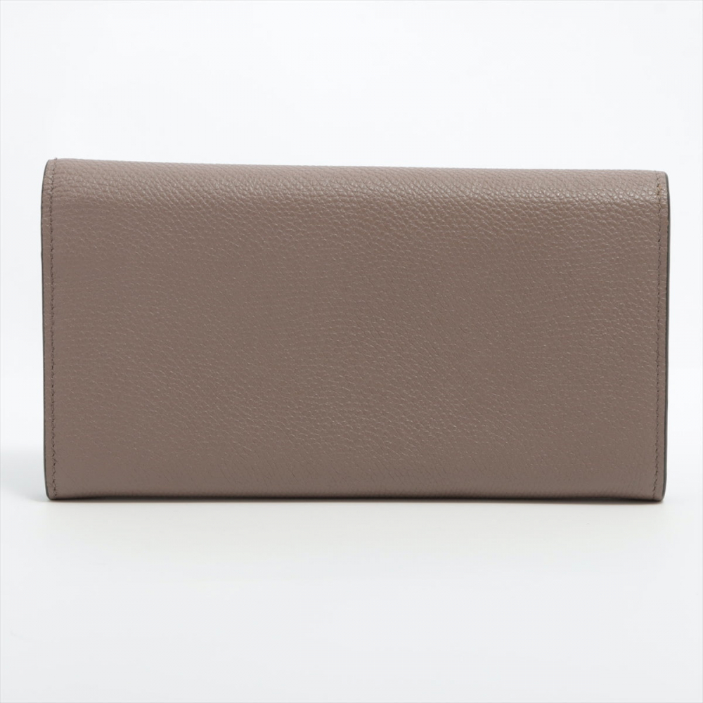 Valentino V Logo Leather Long Wallets Greige