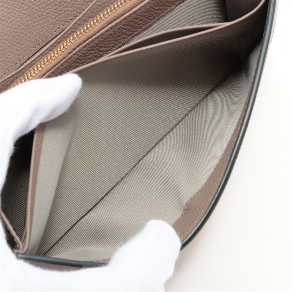 Valentino V Logo Leather Long Wallets Greige