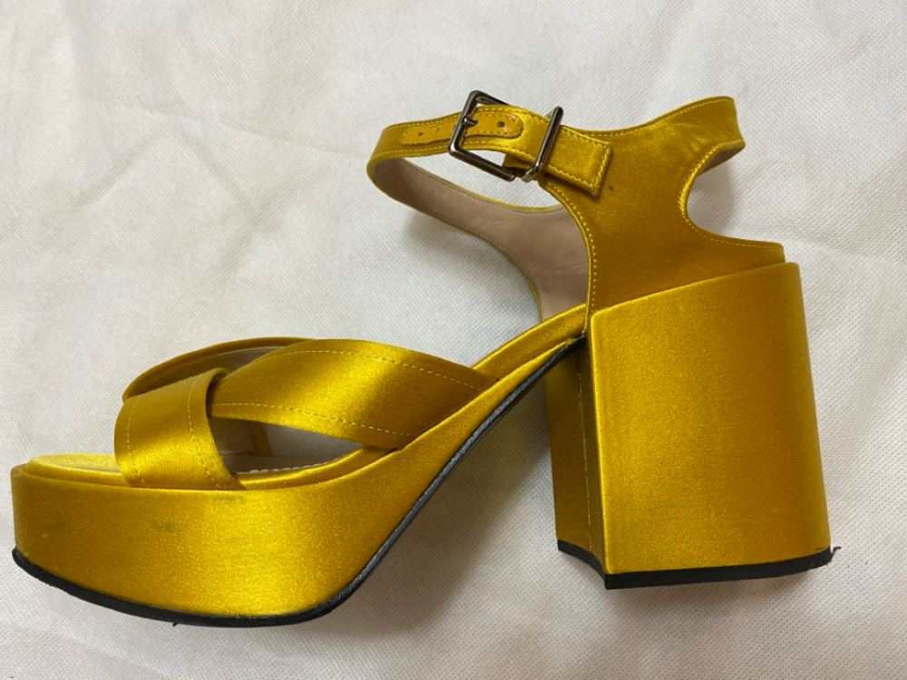 Jil Sander Satin-Plateau-Sandalen