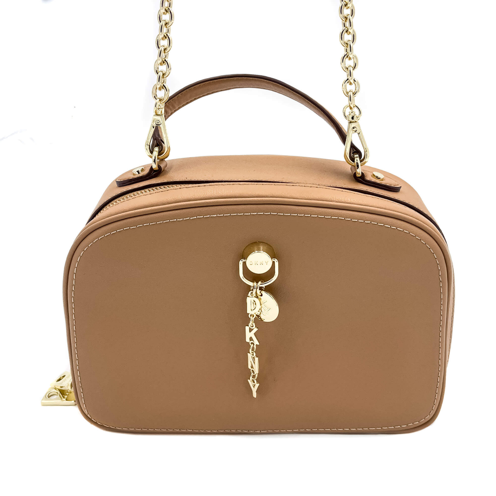 DKNY Leonti Crossbody Bag Leather Beige