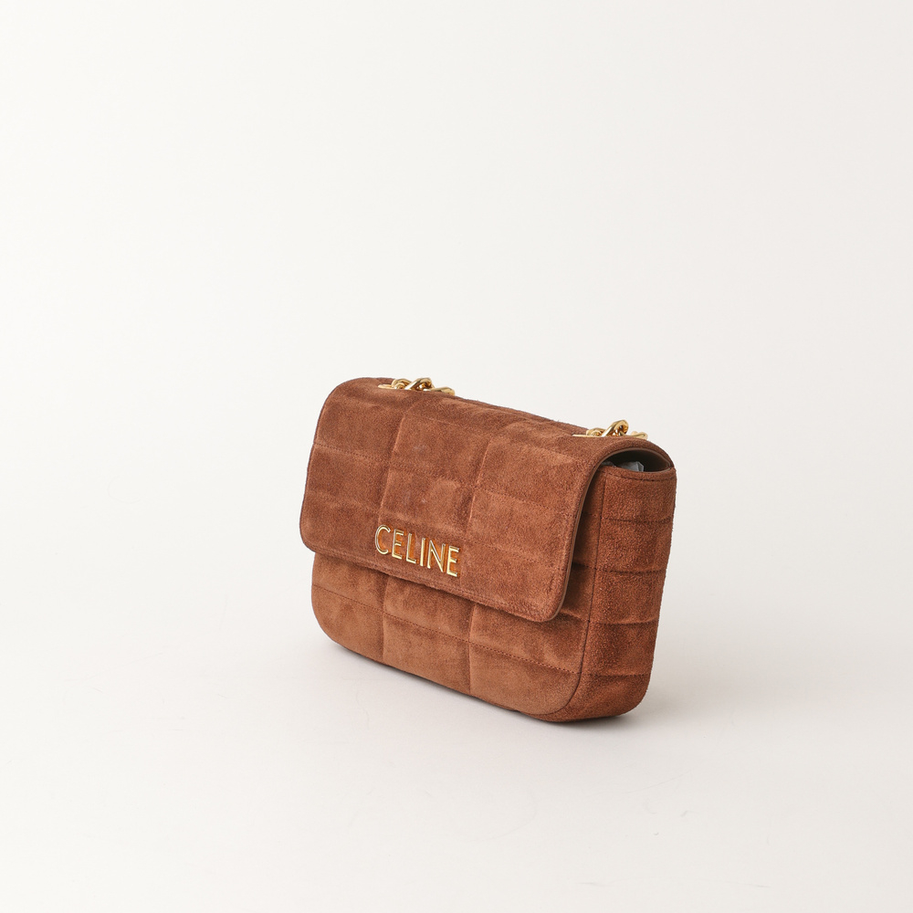 Celine Suede Monochrome Chain Shoulder Bag