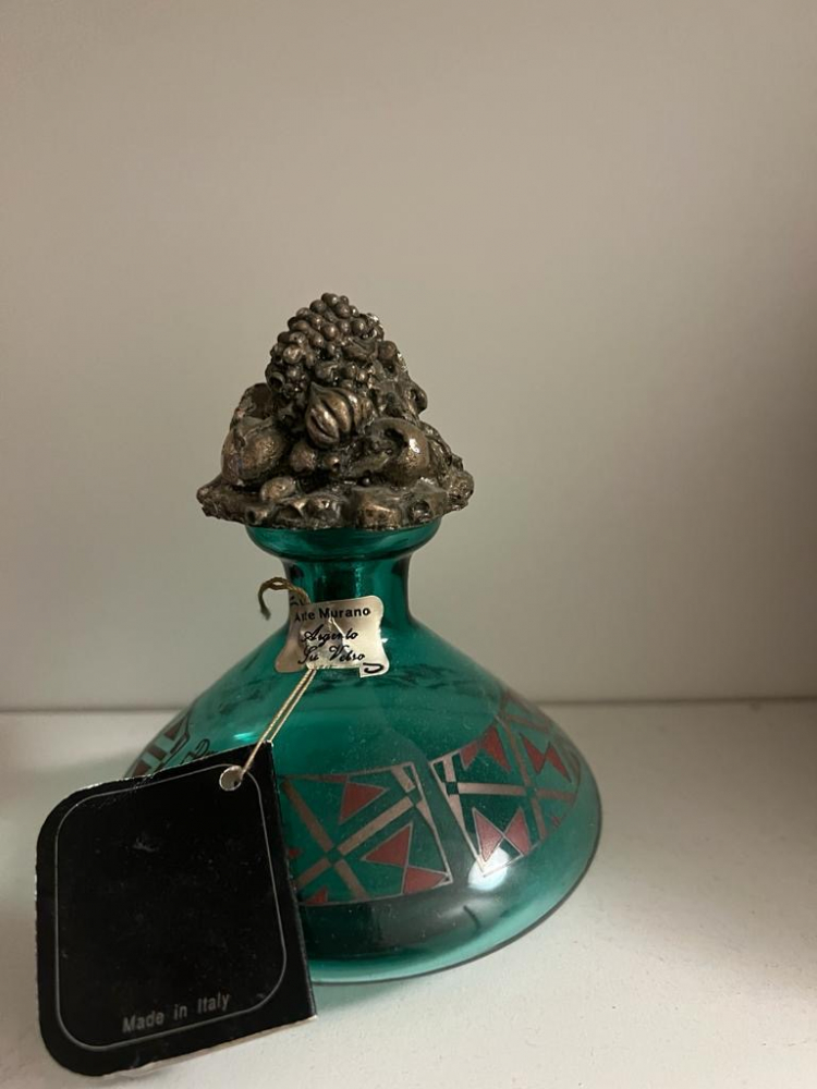 Murano mundgeblasene und versilberte Dekorationsvase