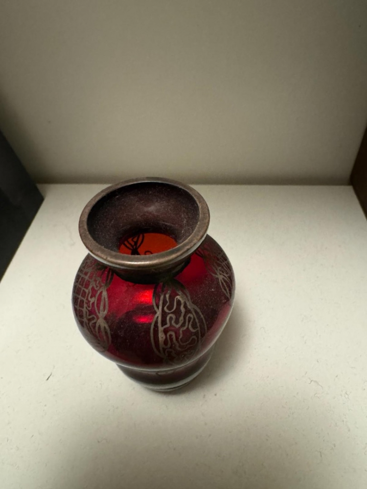 Murano mundgeblasenes und versilbertes Dekorationsset aus zwei Vasen