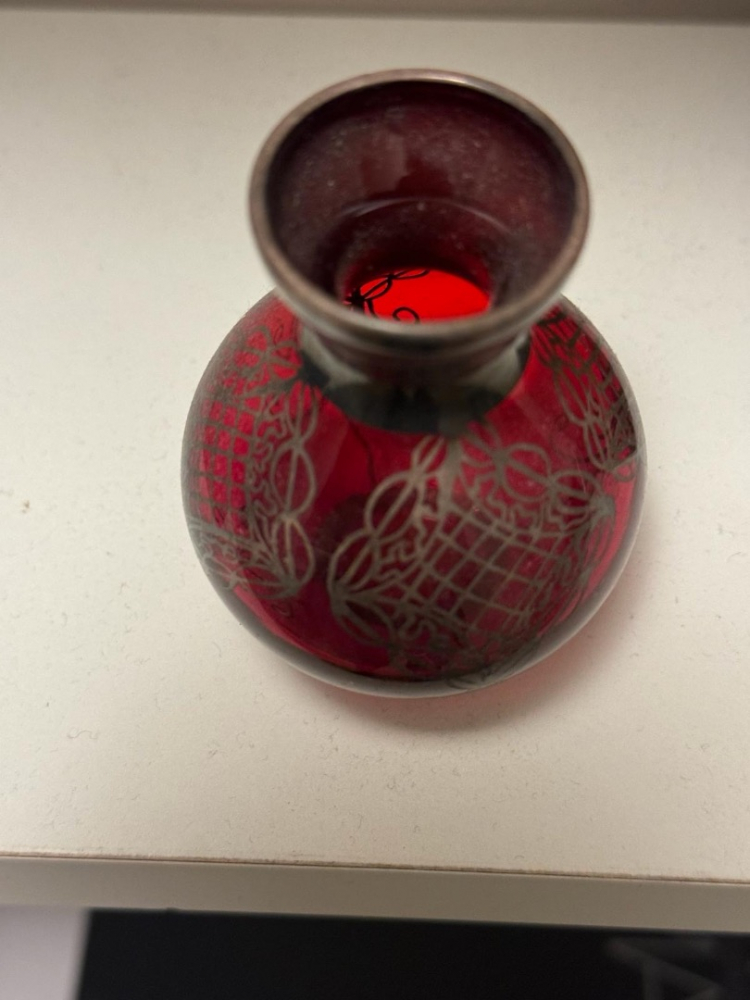 Murano mundgeblasenes und versilbertes Dekorationsset aus zwei Vasen