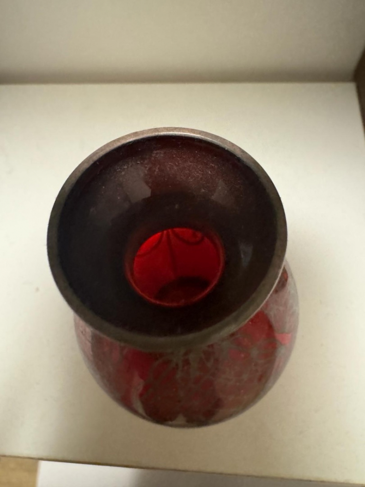 Murano mundgeblasenes und versilbertes Dekorationsset aus zwei Vasen