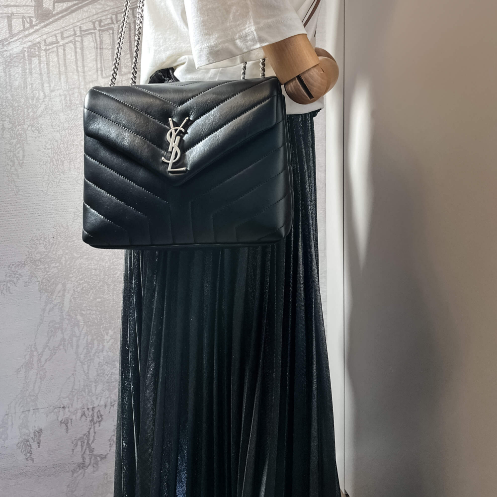 Saint Laurent Loulou Small Leather Chain Bag Black