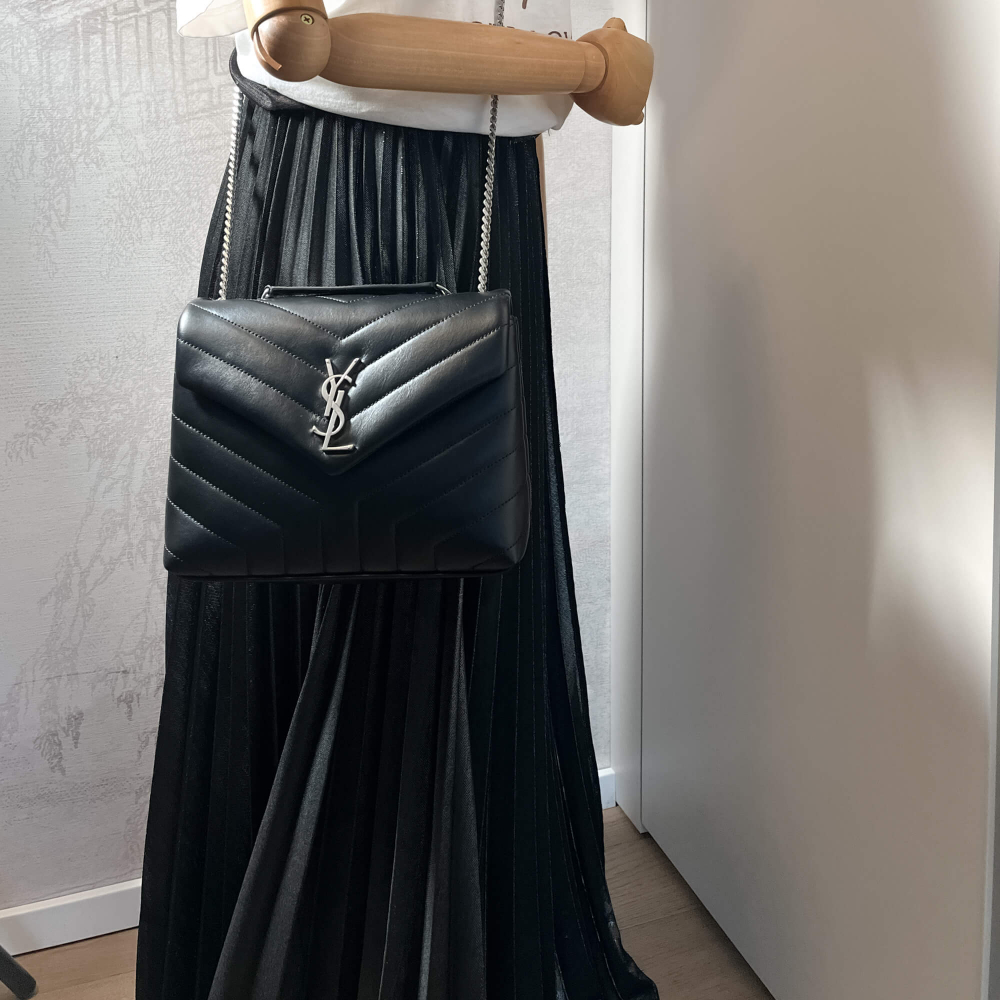 Saint Laurent Loulou Small Leather Chain Bag Black