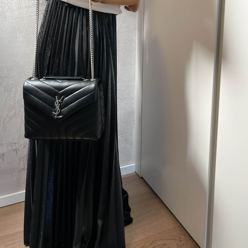 Saint Laurent Loulou Small Leather Chain Bag Black