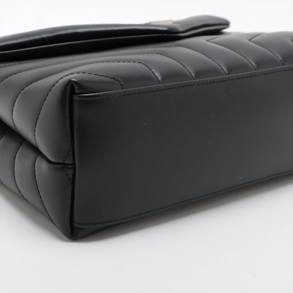 Saint Laurent Loulou Small Leather Chain Bag Black