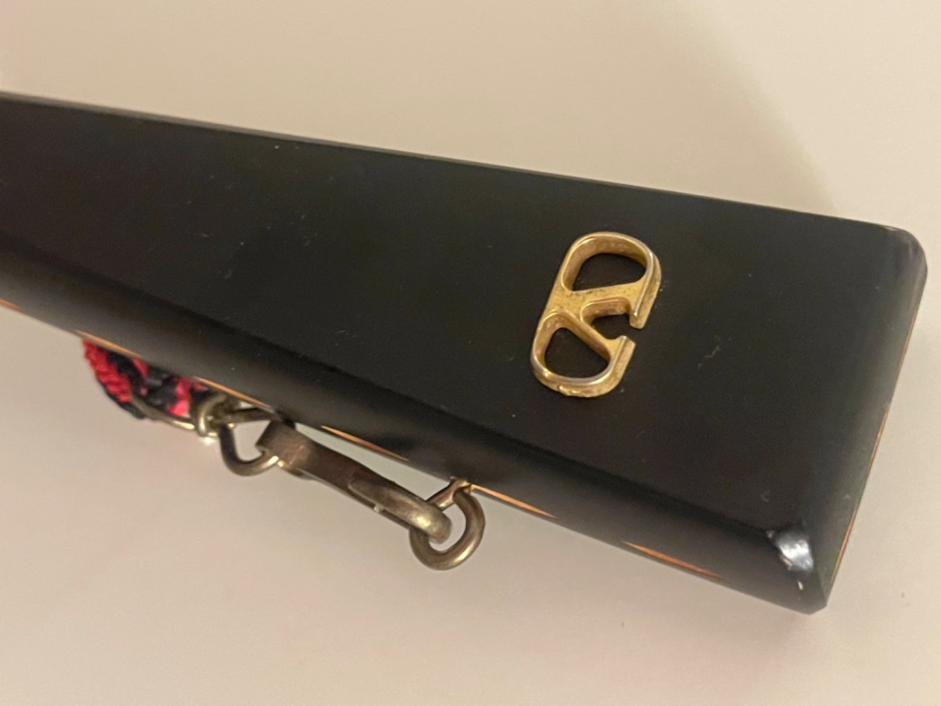 Valentino Garavani Red V Logo Wenge wood handle umbrella