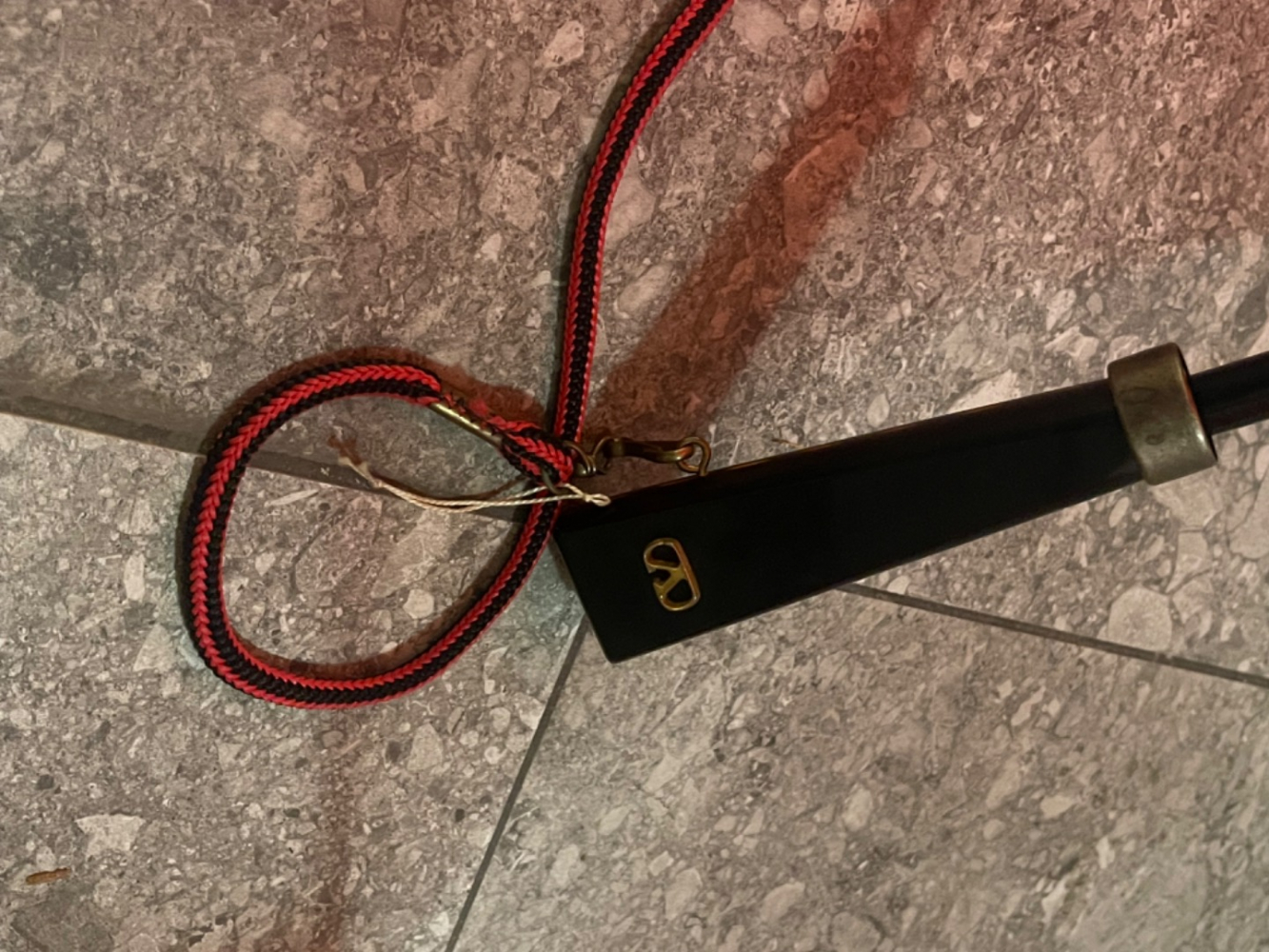 Valentino Garavani Red V Logo Wenge wood handle umbrella