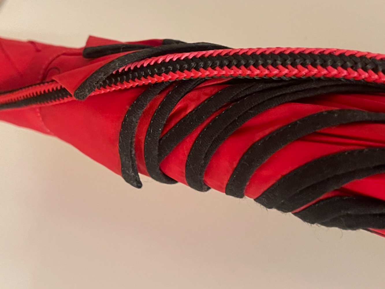 Valentino Garavani Red V Logo Wenge wood handle umbrella