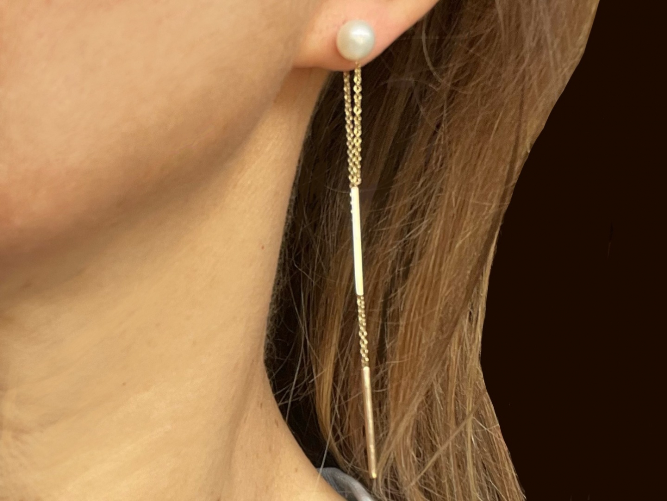 Saks Fifth Avenue Boucles d'oreilles or et perles en cascade