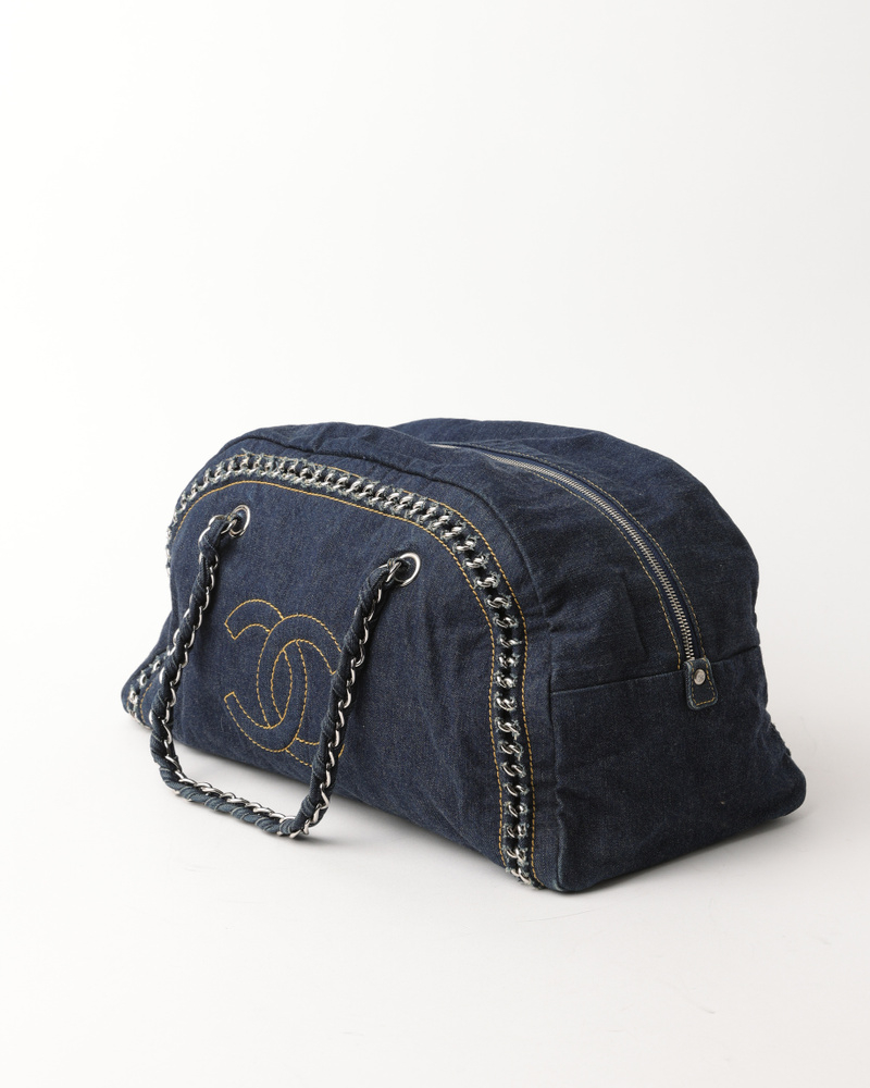 Chanel Denim Cc Luxury Line Boston Bag