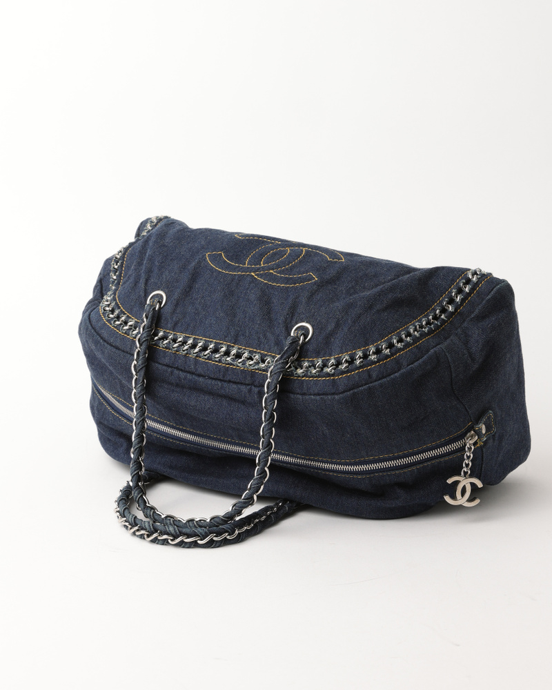 Chanel Denim Cc Luxury Line Boston Bag