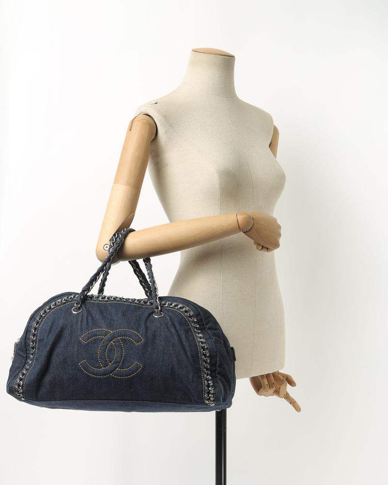 Chanel Denim Cc Luxury Line Boston Bag
