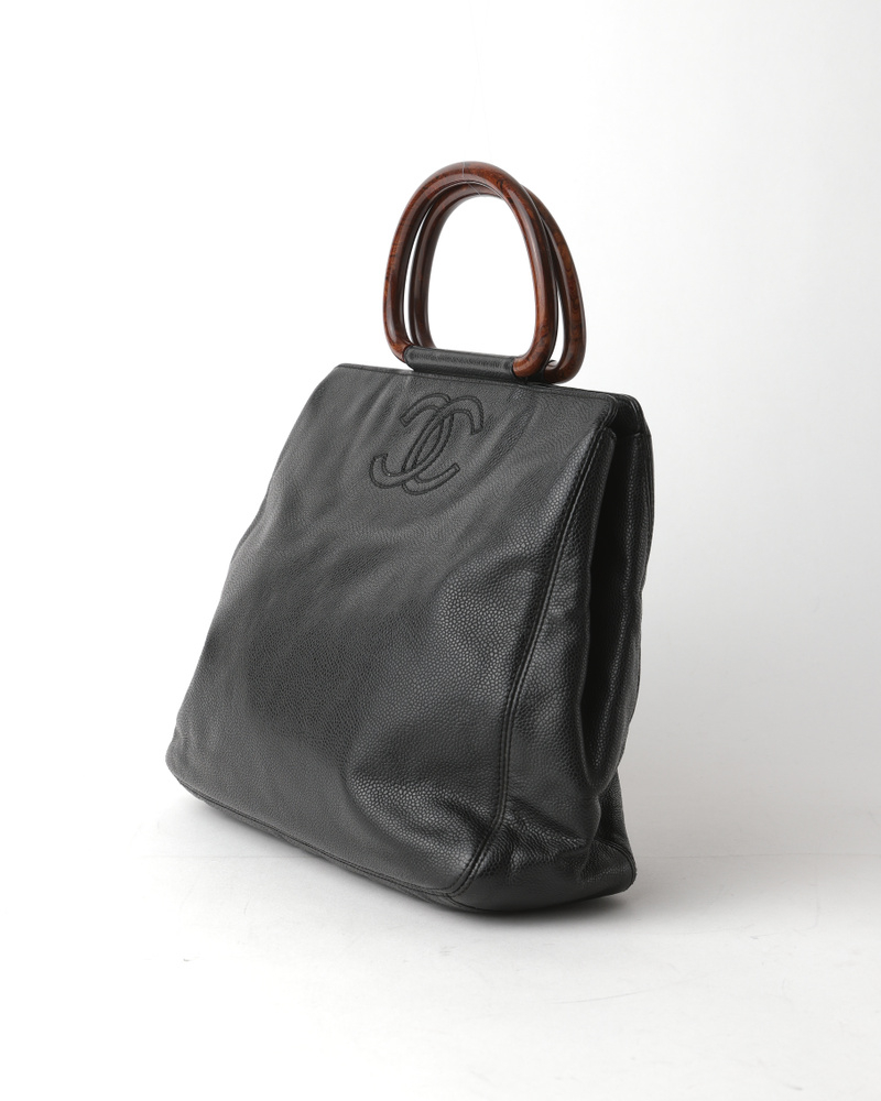 Chanel Caviar Wooden Handles Handbag