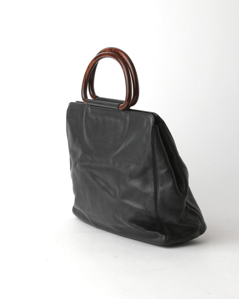 Chanel Caviar Wooden Handles Handbag