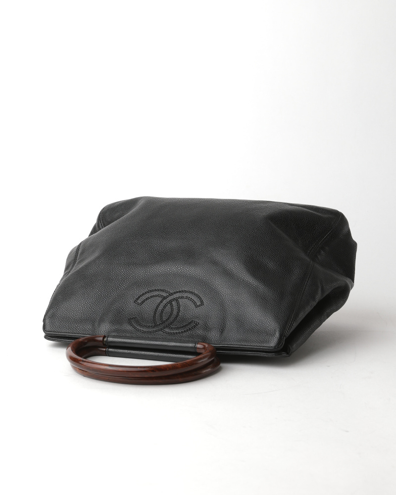 Chanel Caviar Wooden Handles Handbag