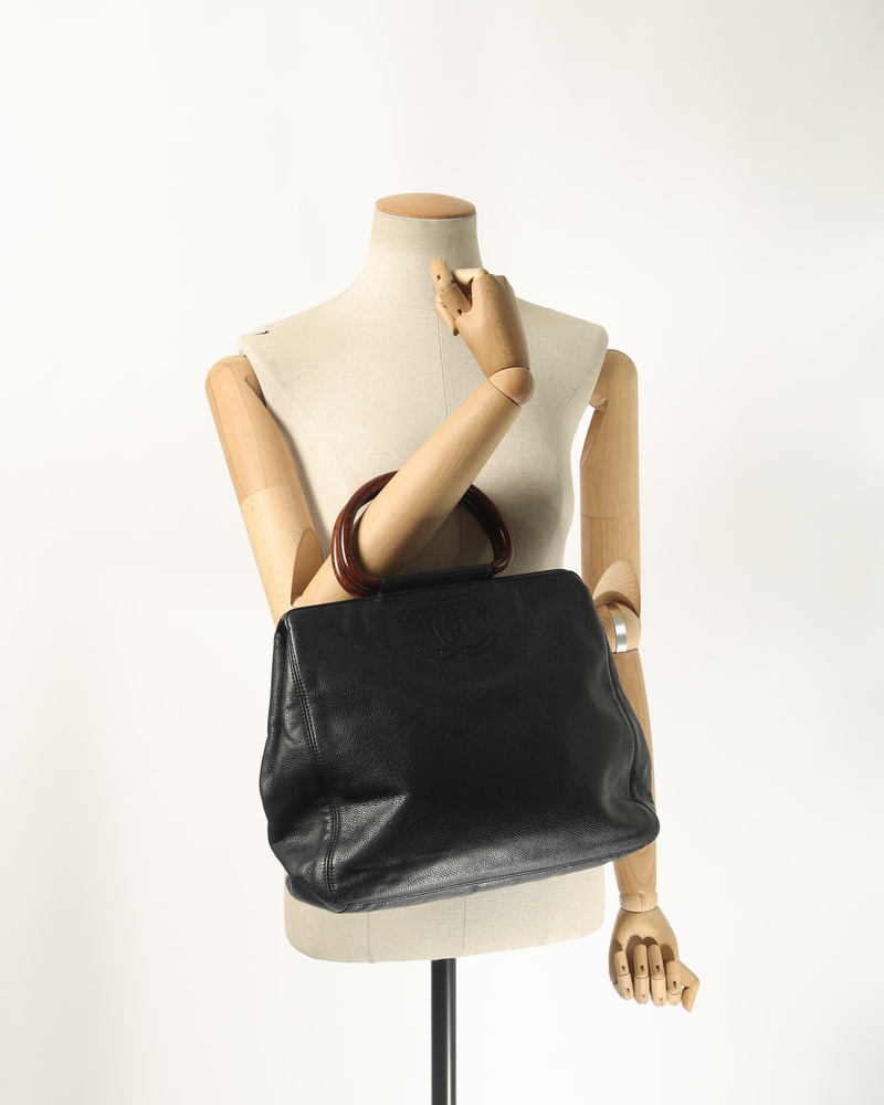 Chanel Caviar Wooden Handles Handbag