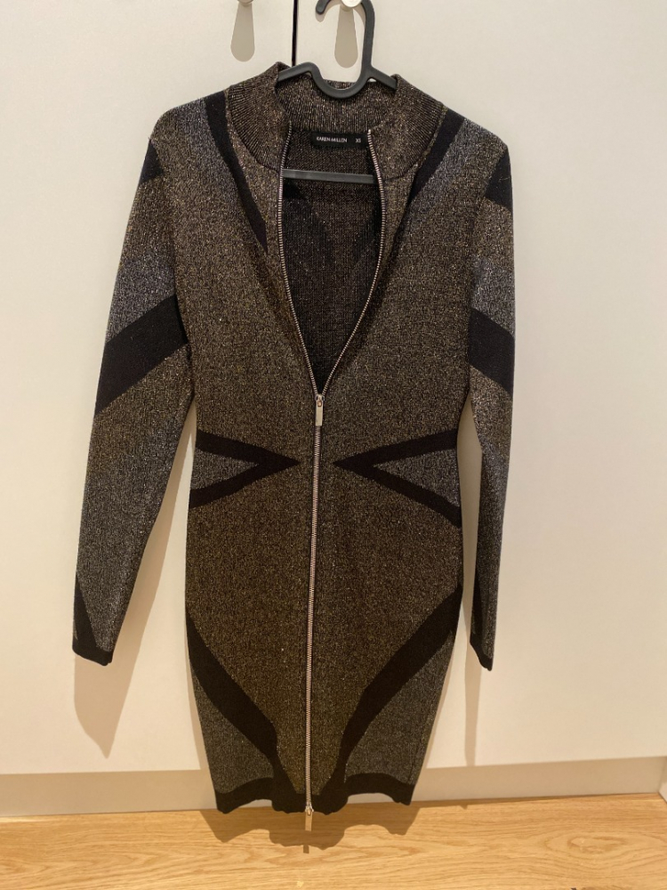 Karen Millen Metallisches Strickkleid mit Reißverschluss