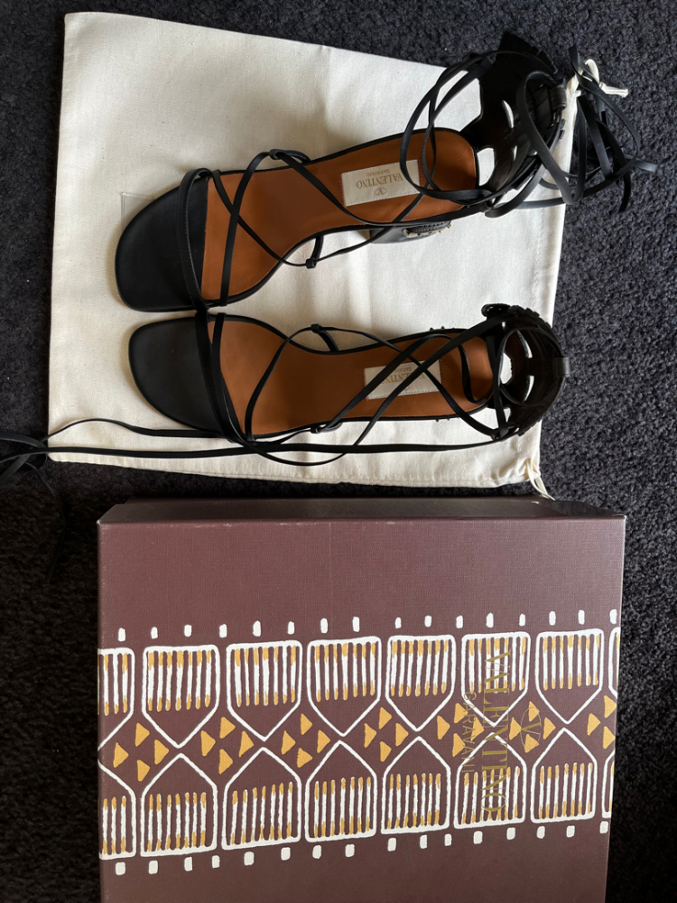 Valentino Sandales à talons en cuir lacé