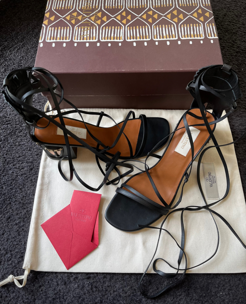 Valentino Sandales à talons en cuir lacé