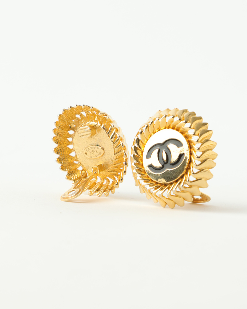 Chanel Earrings Gold Plate Clip On