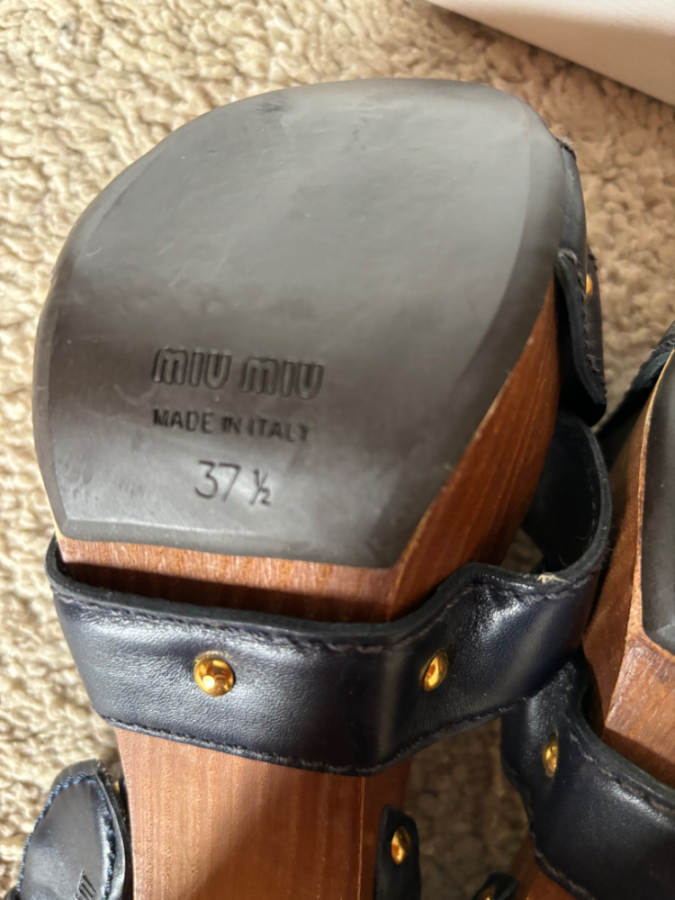 Miu Miu Slingback Wood Platform Sandal Heel