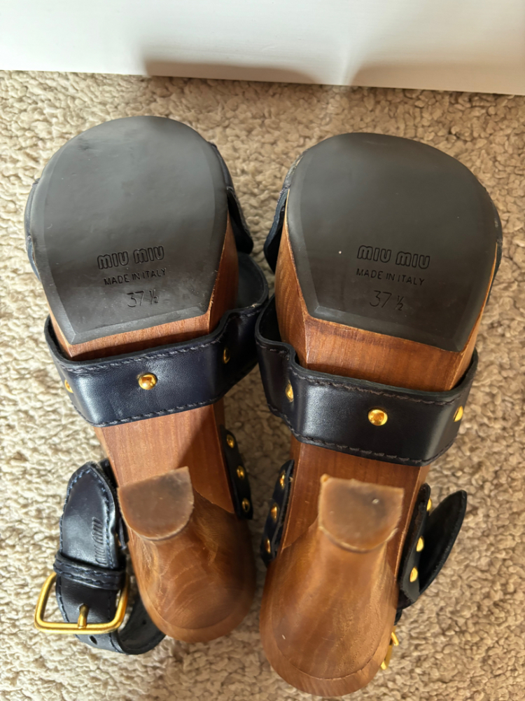 Miu Miu Slingback Wood Platform Sandal Heel