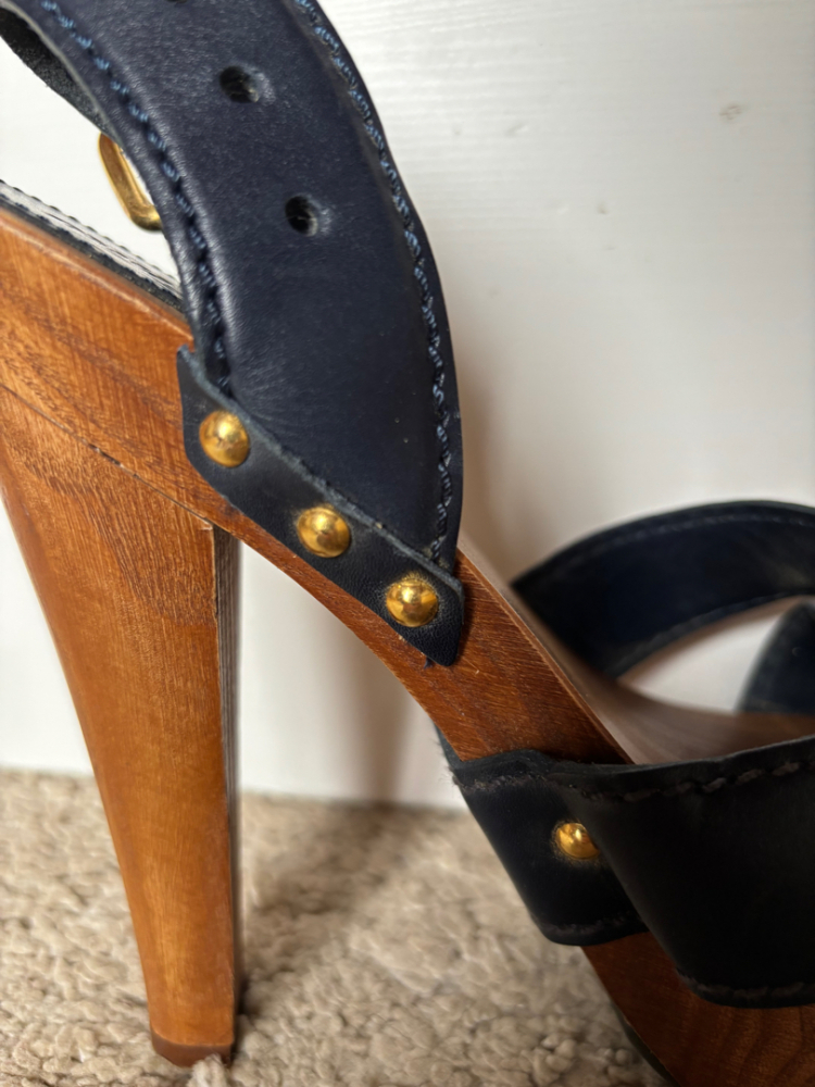 Miu Miu Slingback Wood Platform Sandal Heel