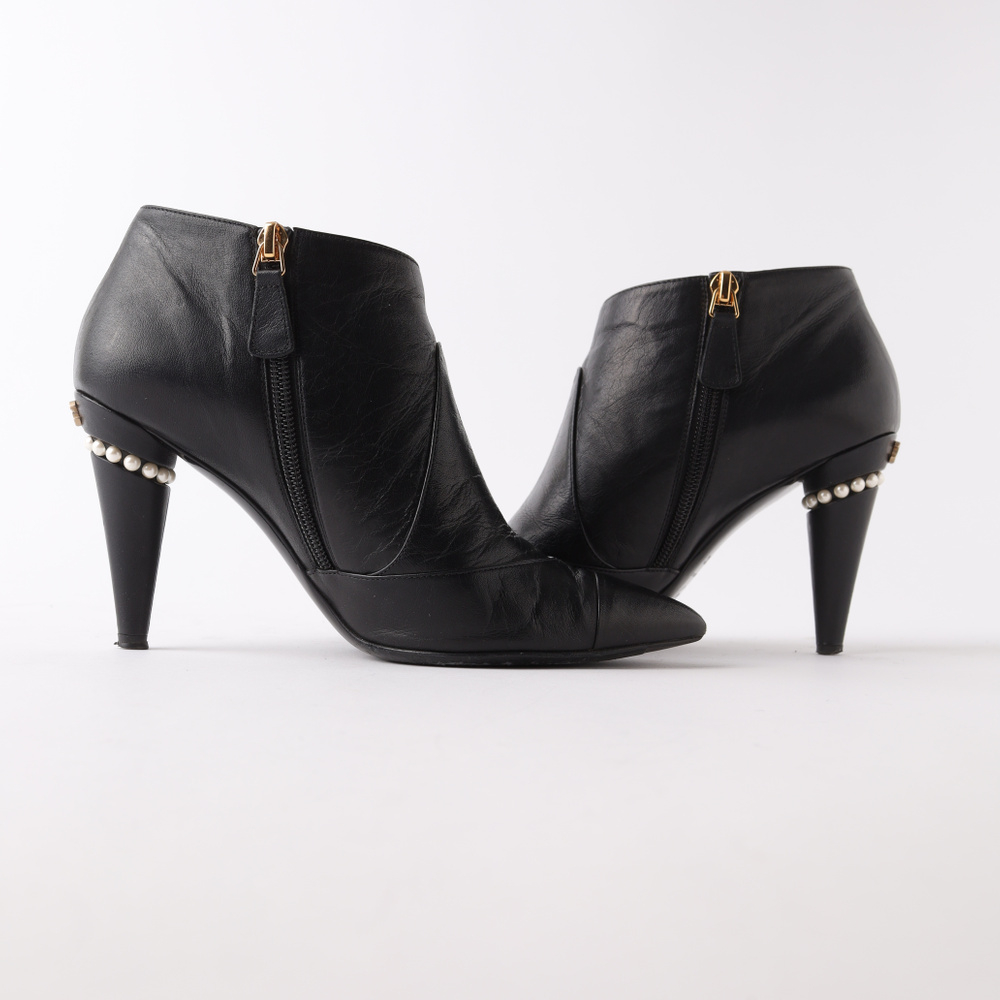 Chanel Cc Pearl Ankle Boots